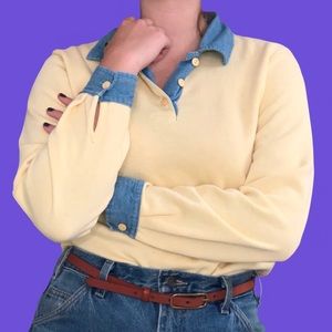 ✨Vintage Blair denim & pastel yellow long sleeve✨